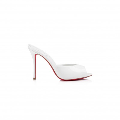 CHRISTIAN LOUBOUTIN ME DOLLY 100 MM MULES-PATENT CALF LEATHER-BIANCO-WOMEN 1221318W302